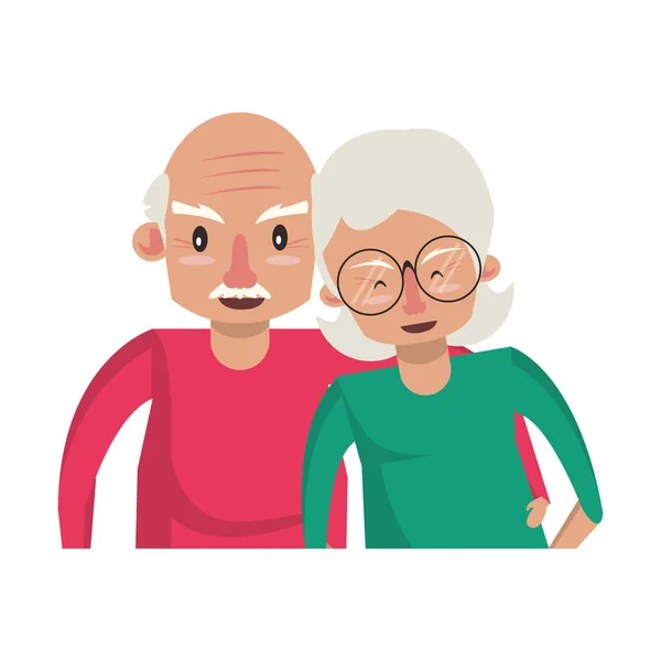 Grandparents senior old people cartoon — Stock Vector