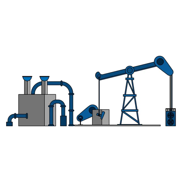 Kartun pabrik gas kilang minyak - Stok Vektor