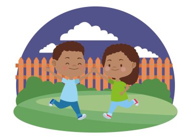 Sevimli mutlu çocuklar eğlenceli karikatürler sahip