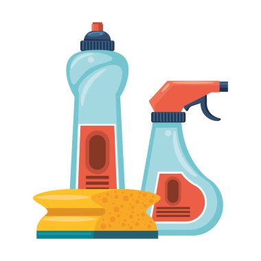 Set of cleaning equipment and products clipart
