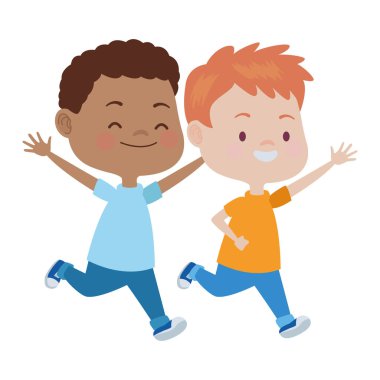 Sevimli mutlu çocuklar eğlenceli karikatürler sahip