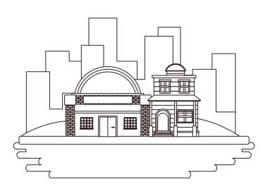 Kentsel binalar ve şehir mimarisi siyah beyaz