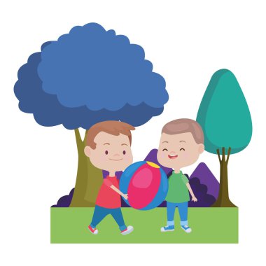 Sevimli mutlu çocuklar eğlenceli karikatürler sahip