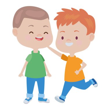 Sevimli mutlu çocuklar eğlenceli karikatürler sahip