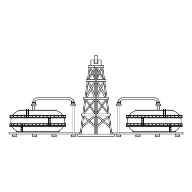 siyah beyaz petrol rafinerisi gaz fabrikası karikatür
