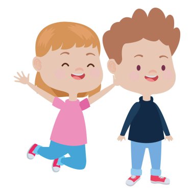 Sevimli mutlu çocuklar eğlenceli karikatürler sahip