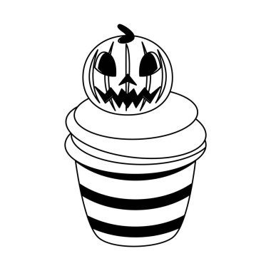 siyah beyaz cadılar bayramı ekim korkutucu kutlama karikatür