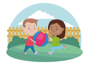 Sevimli mutlu çocuklar eğlenceli karikatürler sahip