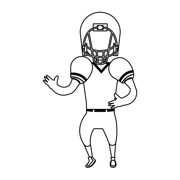 Jeu de football américain dessin animé de sport en noir et blanc — Image vectorielle