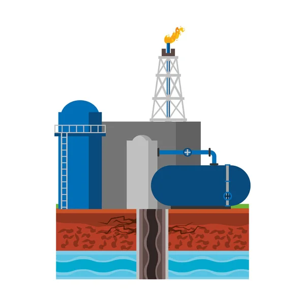 Olieraffinaderij gasfabriek cartoon — Stockvector