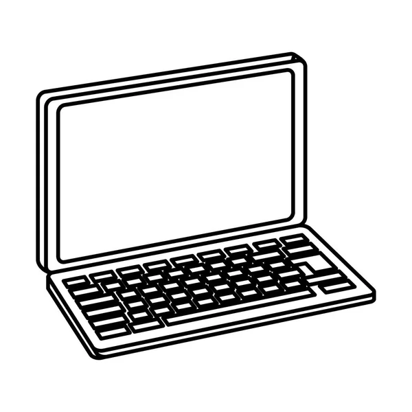 Simbolo isometrico della tecnologia informatica portatile in bianco e nero — Vettoriale Stock