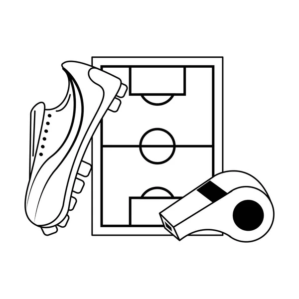 Fútbol fútbol deporte juego de dibujos animados en blanco y negro — Vector de stock