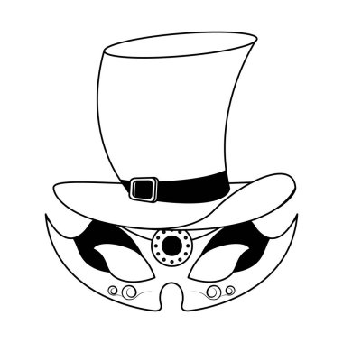 siyah beyaz parti maskesi şenlikli kutlama karikatür