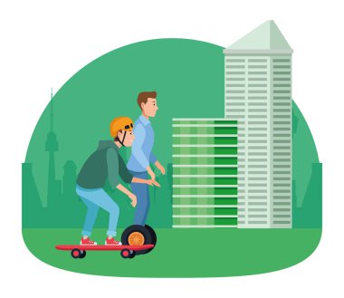 Kaykay ve scooter ile arkadaşlar