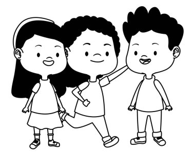 Sevimli mutlu çocuklar siyah beyaz eğleniyor