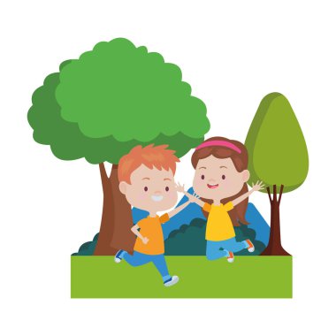 Sevimli mutlu çocuklar eğlenceli karikatürler sahip