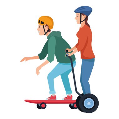 Kaykay ve elektrikli scooter ile gençler