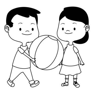 Sevimli mutlu çocuklar siyah beyaz eğlenceli karikatürler sahip