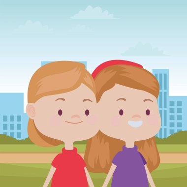 Sevimli mutlu çocuklar eğlenceli karikatürler sahip