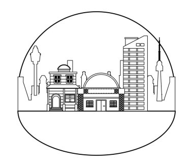 Kentsel binalar ve şehir mimarisi siyah beyaz