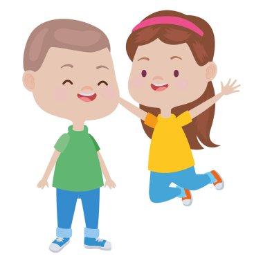 Sevimli mutlu çocuklar eğlenceli karikatürler sahip