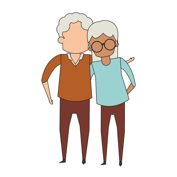 Grootouders Senior oude mensen cartoon anonieme — Stockvector