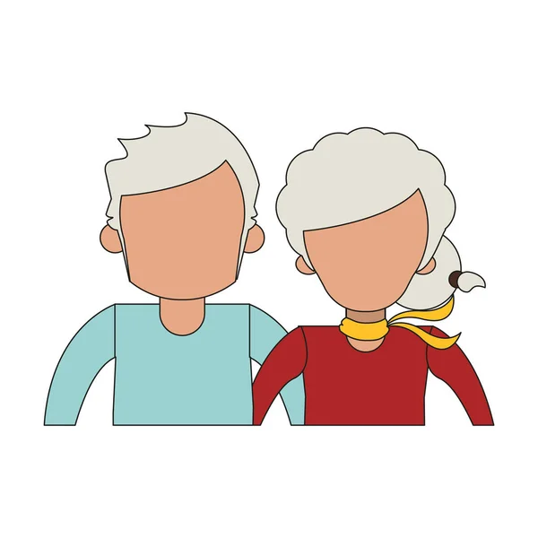 Nagyszülők Senior idős emberek rajzfilm arctalan — Stock Vector