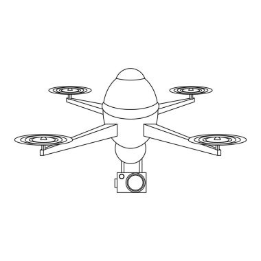siyah beyaz hava drone uzaktan kumanda karikatür
