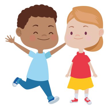 Sevimli mutlu çocuklar eğlenceli karikatürler sahip