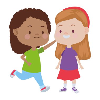 Sevimli mutlu çocuklar eğlenceli karikatürler sahip