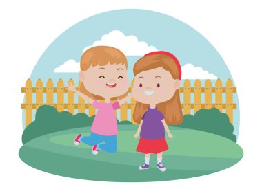 Sevimli mutlu çocuklar eğlenceli karikatürler sahip