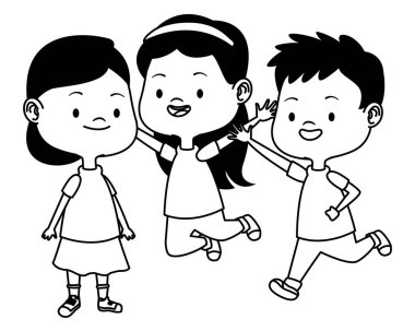 Sevimli mutlu çocuklar siyah beyaz eğleniyor