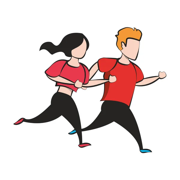 Fitness spor heatlhy yaşam tarzı karikatür — Stok Vektör