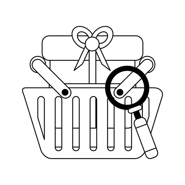 Online shopping ecommerce venta de dibujos animados en blanco y negro — Vector de stock