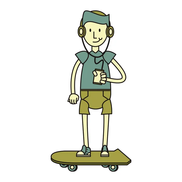 Skater-Junge mit Musikplayer — Stockvektor