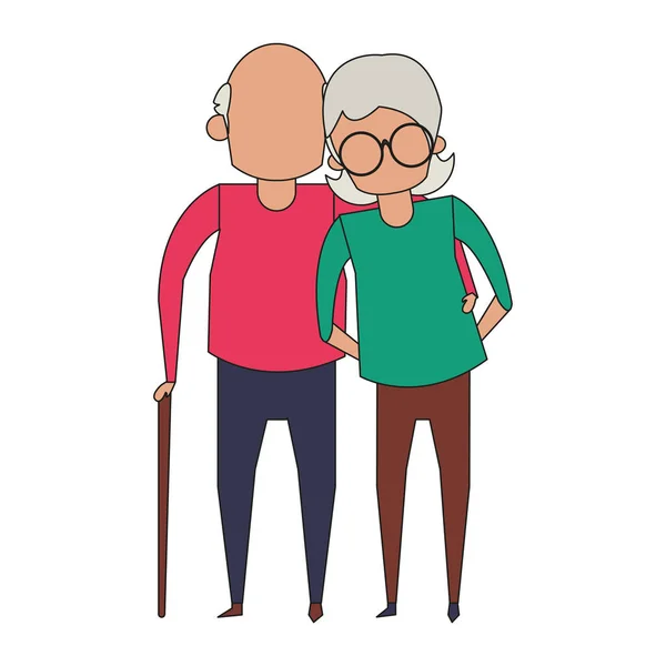 Großeltern Senioren Karikatur gesichtslos — Stockvektor