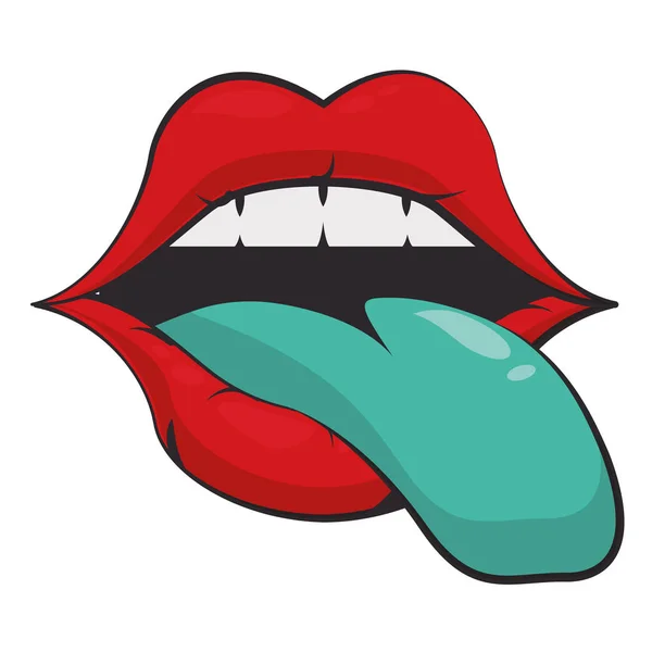 Sexy retro labios maquillaje dibujos animados — Vector de stock