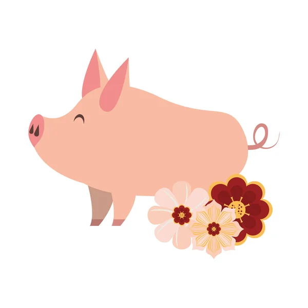 Niedliche Animal Pig Farm Cartoon — Stockvektor