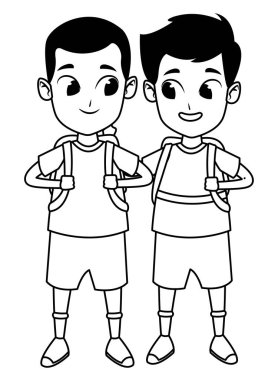 siyah beyaz çocukluk sevimli okul öğrencileri karikatür