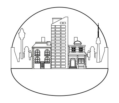 Kentsel binalar ve şehir mimarisi siyah beyaz