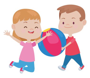 Sevimli mutlu çocuklar eğlenceli karikatürler sahip