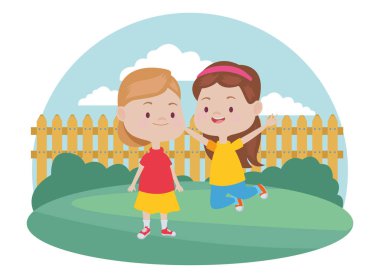 Sevimli mutlu çocuklar eğlenceli karikatürler sahip