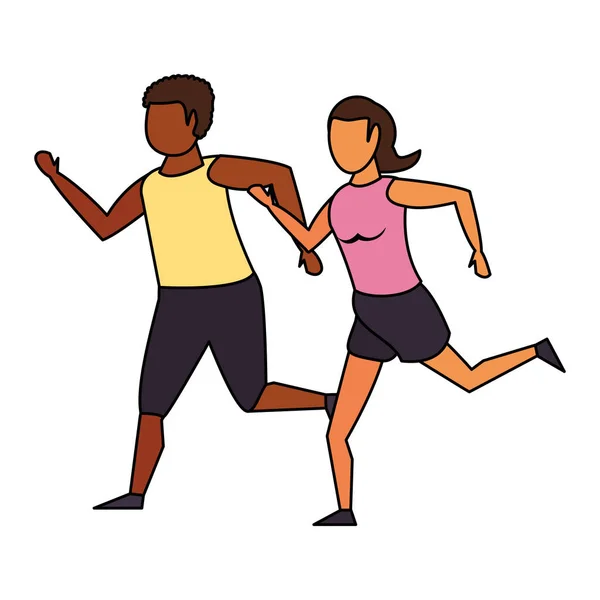 Fitness spor egzersiz yaşam tarzı karikatür — Stok Vektör