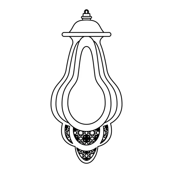 Lanterne décoration festival lampe dessin animé en noir et blanc — Image vectorielle