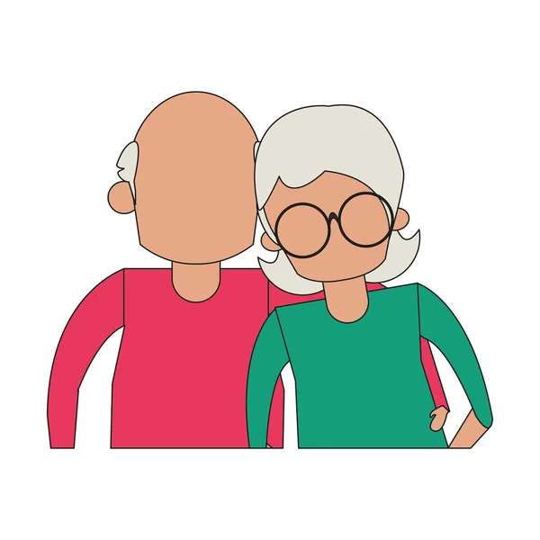 Abuelos ancianos ancianos dibujos animados sin rostro — Vector de stock