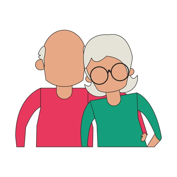 Grandparents senior old people cartoon faceless — Stock Vector