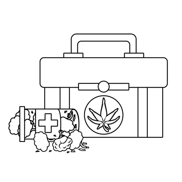 Cannabis martihuana sativa Hanf Karikatur in schwarz und weiß — Stockvektor