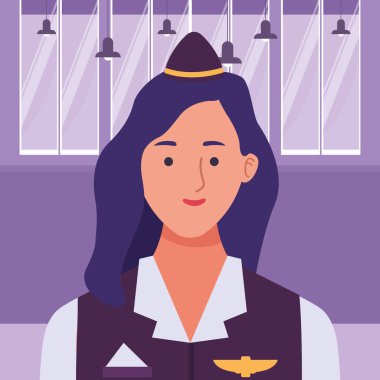 Stewardness uçak kadın gülümseyen profili