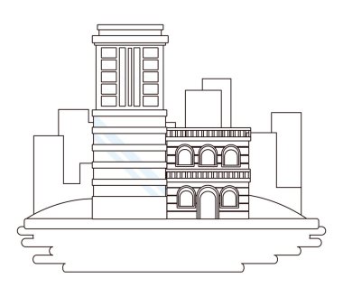 Kentsel binalar ve şehir mimarisi siyah beyaz