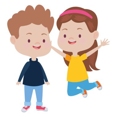 Sevimli mutlu çocuklar eğlenceli karikatürler sahip